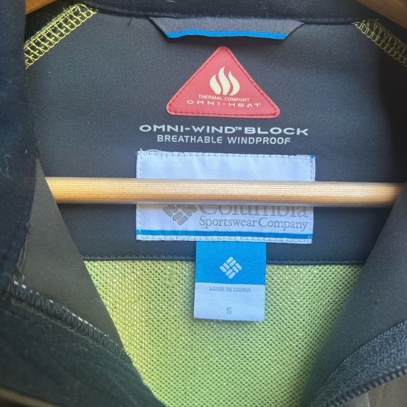 Men's Columbia Omni-Wind Block/Omni-Heat Size Small - Grey/Lime Green - Picture 3 of 7